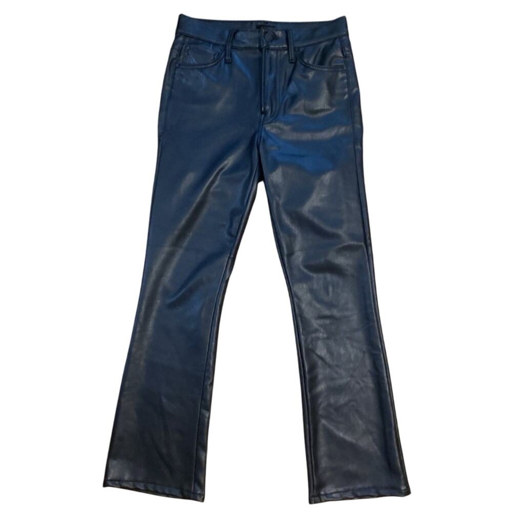 MOTHER Women's Straight Leg Faux Leather Jeans in Black